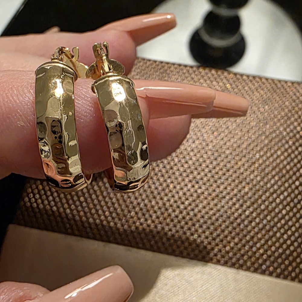 Gold Hammered Hoop Earrings